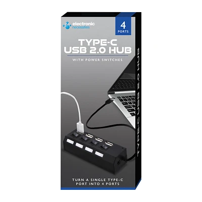 USB Type-C 2.0 4 port hub with power switches