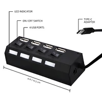 USB Type-C 2.0 4 port hub with power switches