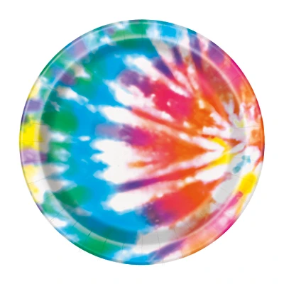 7in tie dye paper dessert plates 8-count