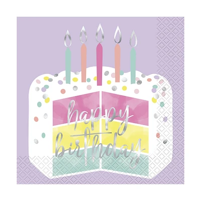 'happy birthday' pastel paper napkins 16-count