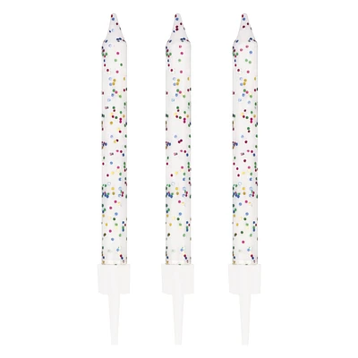 white glitter birthday candles 10-count