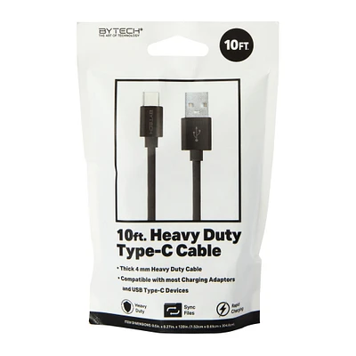 10ft heavy duty USB-C charging cable - white