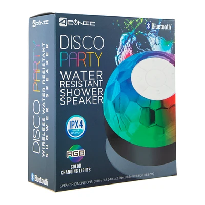 LED light-up bluetooth® disco party shower speaker with mic
