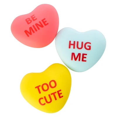 valentine conversation hearts vinyl dog toy 3-pack