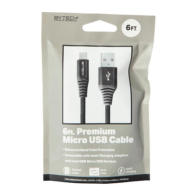 6ft micro-usb fabric cable - green