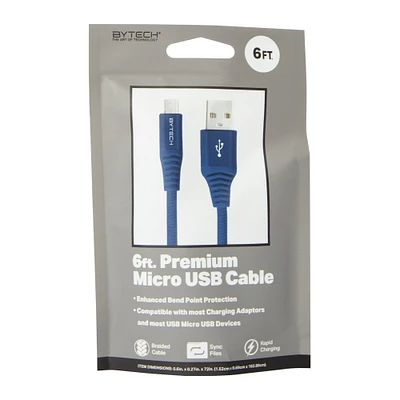 6ft premium fabric micro-usb cable - gray