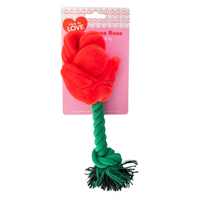 valentine rose rope dog toy 10in