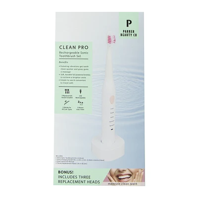 clean pro rechargeable sonic toothbrush set