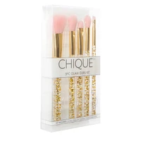 chique™ pink & gold glitter makeup brush 5-piece kit