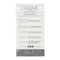 chique™ pink & gold glitter makeup brush 5-piece kit