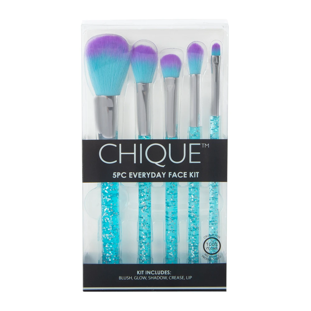 chique™ everyday makeup brush kit 5-piece