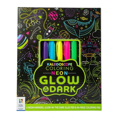 kaleidoscope neon glow in the dark book & gel pen kit