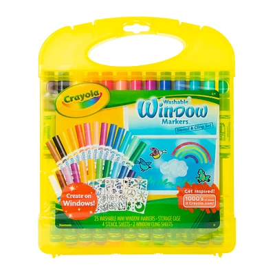 crayola® washable window markers stencil & cling set 32-piece