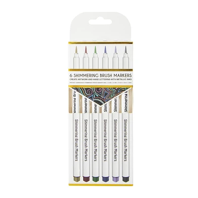 shimmering brush markers 6-count