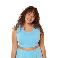 juniors blue chenille bralette lounge top