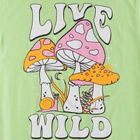 live wild’ mushroom graphic tee