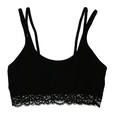 black strappy bralette with lace