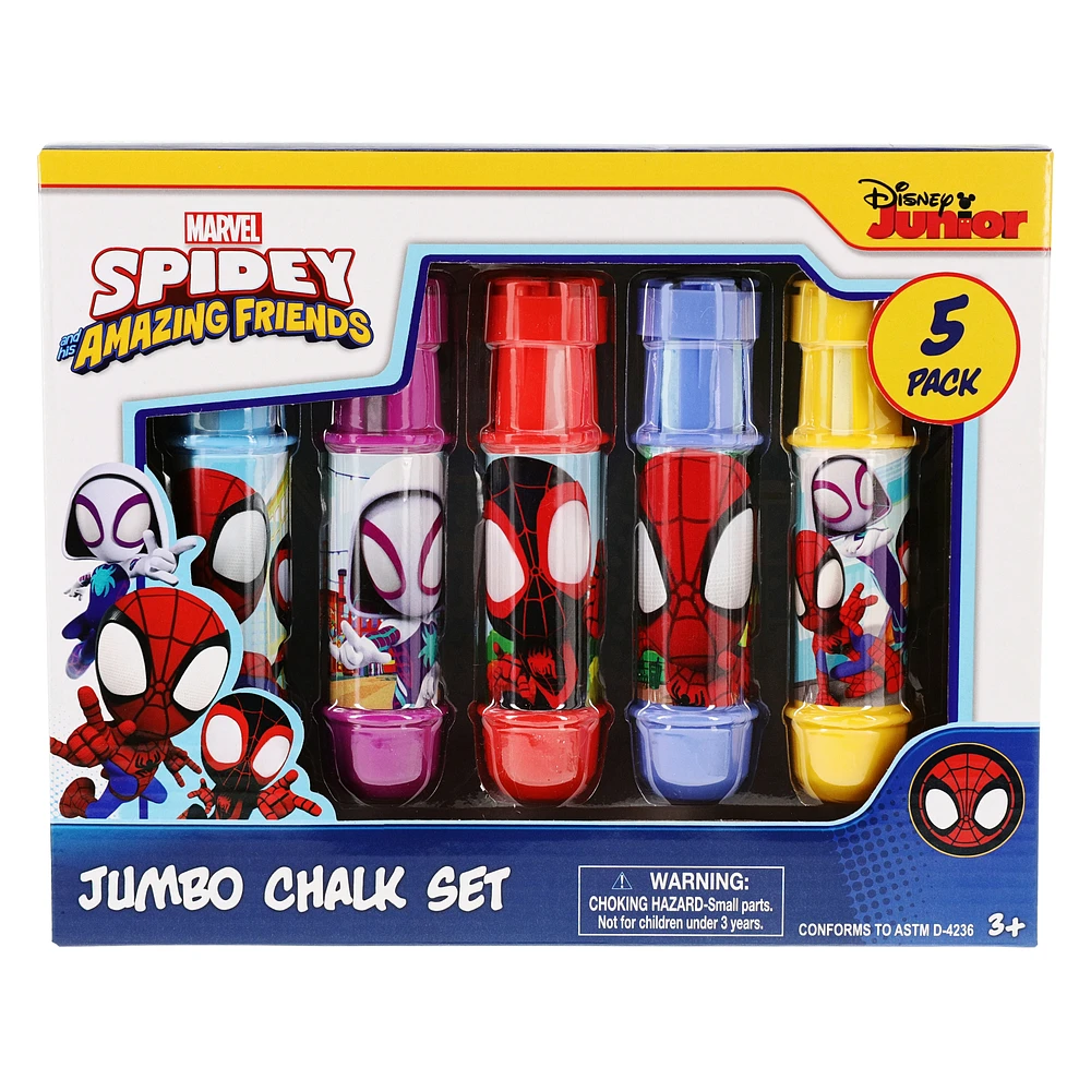 Disney Junior Spidey & his Amazing Friends jumbo chalk set with holders 10-piece