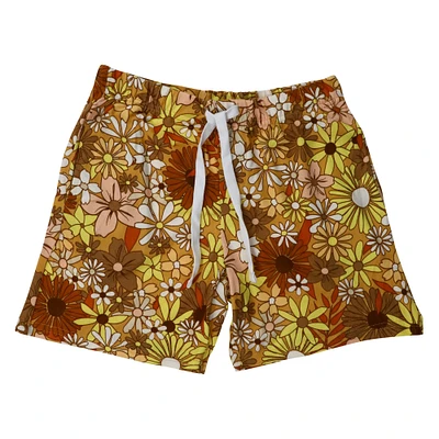 young mens retro floral soft shorts