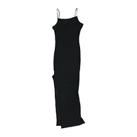 juniors black ribbed midi dress