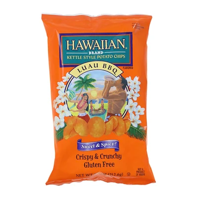 hawaiian® kettle style luau bbq potato chips 7.5oz