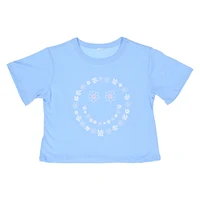 juniors cropped floral happy graphic tee
