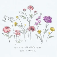 juniors 'we are all different and unique' flower graphic tee