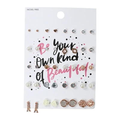 20-pair stud earrings set