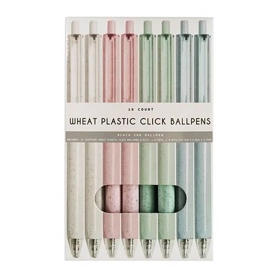 Wheat Plastic Click Ballpoint Pens 16-Count