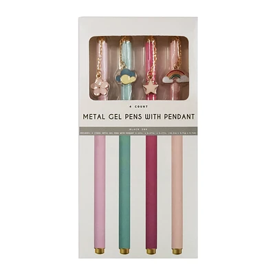 metal gel pens with pendant 4-count