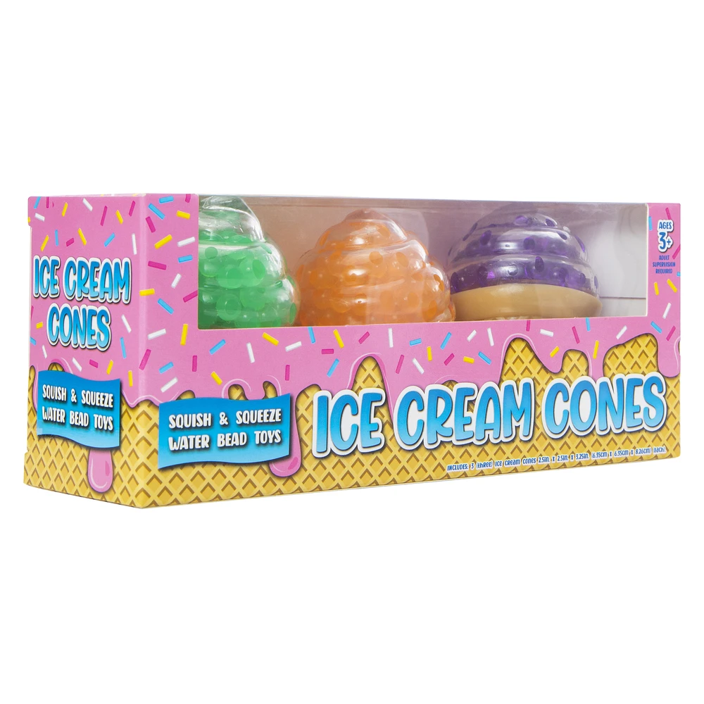 ice cream cones water bead squeeze toy 3-pack