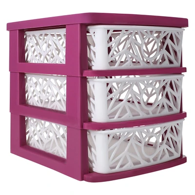 crystal cut 3-drawer mini organizer 7.5in