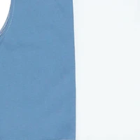 juniors blue & white split tank top