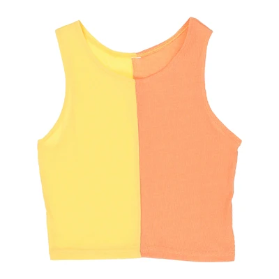 juniors yellow & orange split tank top