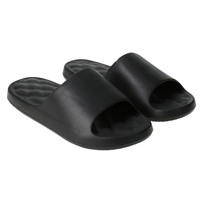 mens black quilt slide sandals