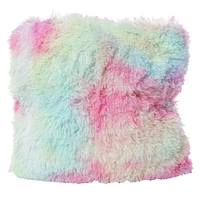 plush faux fur throw pillow 16in x 16in - rainbow