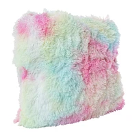 plush faux fur throw pillow 16in x 16in - rainbow
