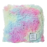 plush faux fur throw pillow 16in x 16in - rainbow