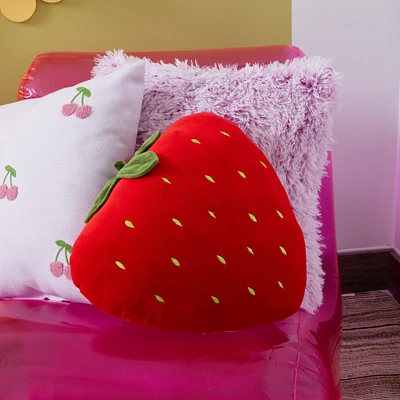 strawberry shaped plush throw pillow 14in