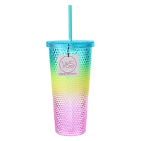 Iridescent Studded Ombre Tumbler With Straw 24oz