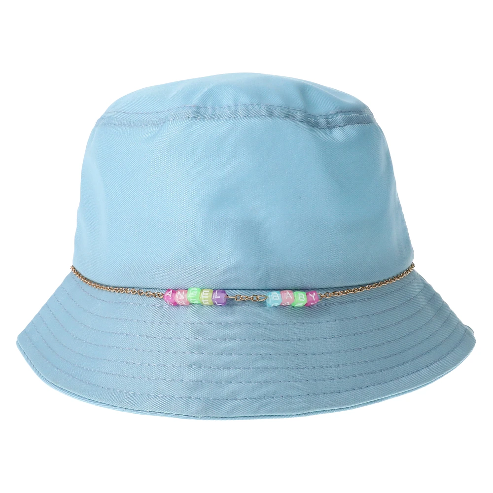 bucket hat with beaded trim