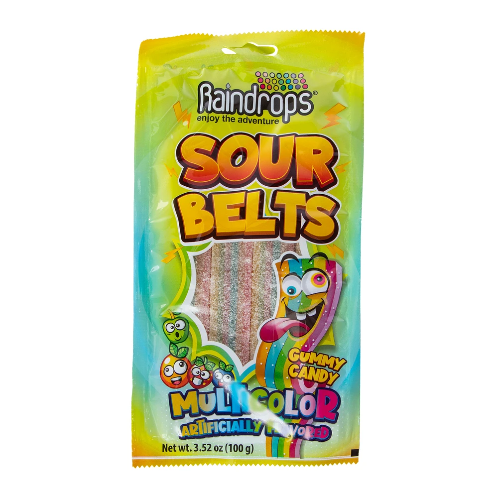 raindrops® sour belts multicolor gummy candy 3.52oz