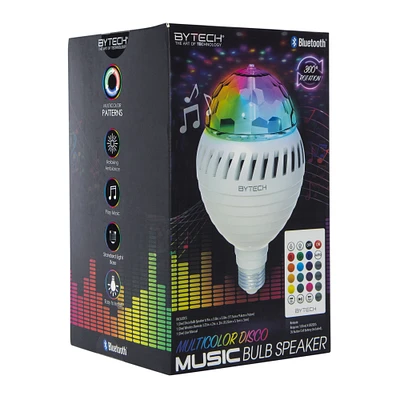 rotating disco LED light bulb bluetooth® speaker
