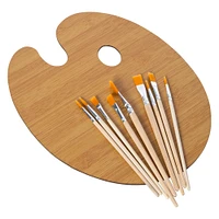wooden painting palette & brushes set 10-piece