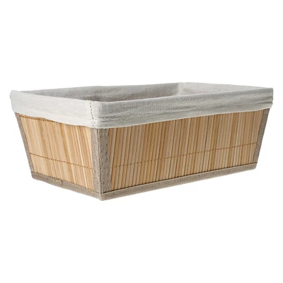 lined bamboo storage bin 12in x 8in