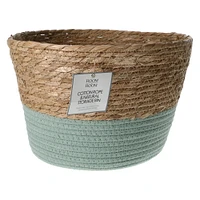 round cotton rope & grass basket 12in x 7in