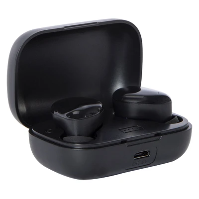 micro true wireless bluetooth® earbuds with case & mic