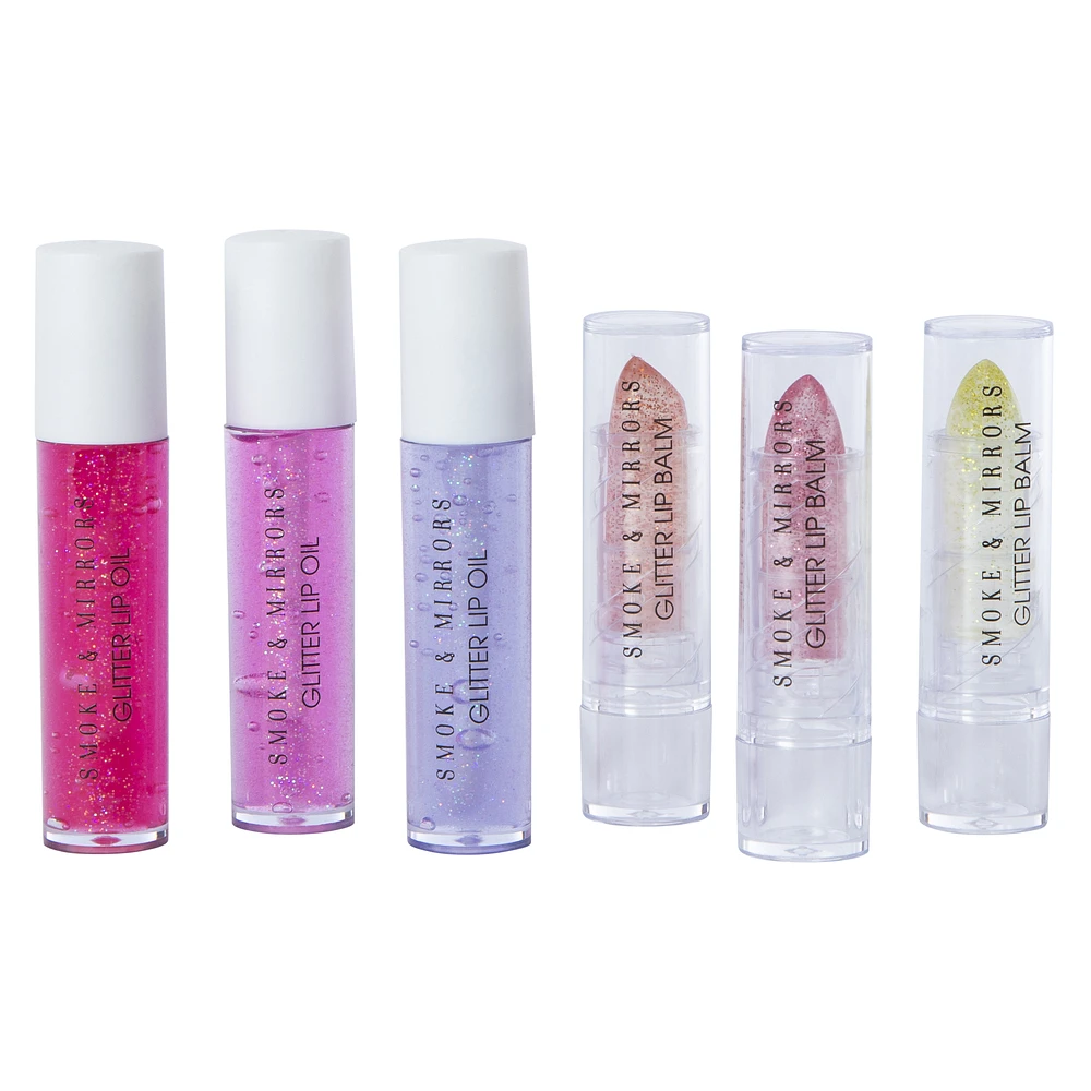 smoke & mirrors glitter lip oil & balm 6-count