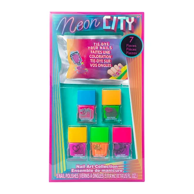 neon city tie dye & marble nail kit 8-piece