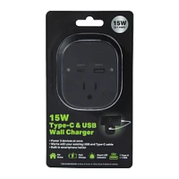 type-C & USB wall charger 15W